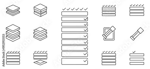 Checklist vector icons set for task management verification and quality control processChecklist vector icons set for task management verification and quality control process