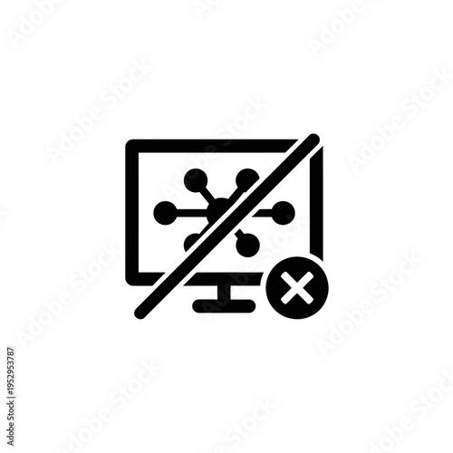 Computer Network Error Icon: No Connection, System Failure, Internet Outage