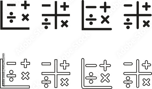 Mathematical operations symbols and signs