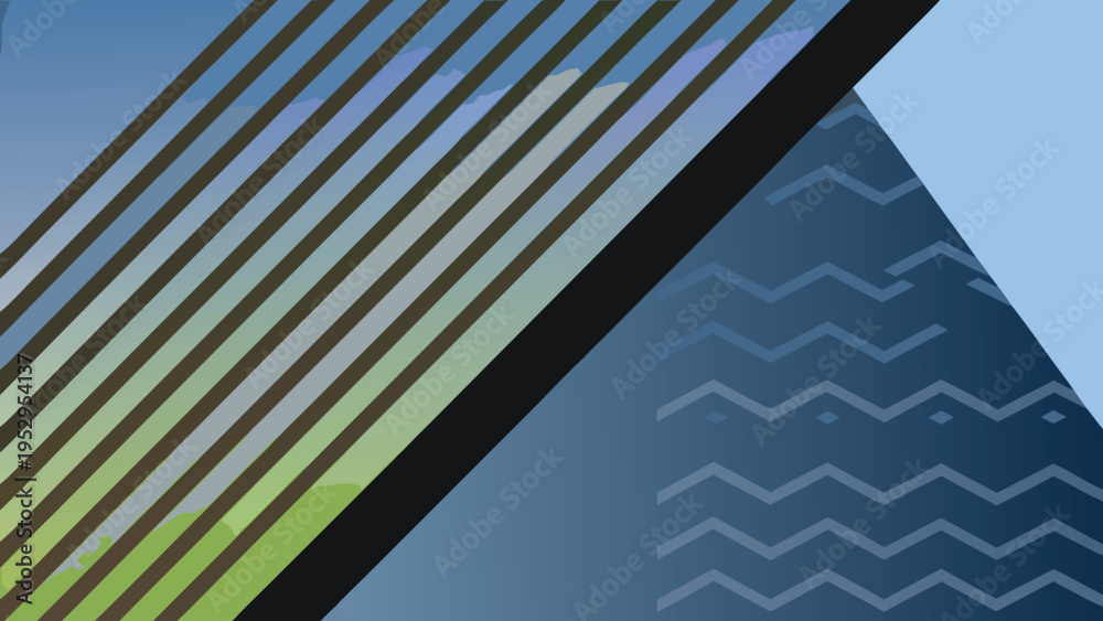 Obraz premium Geometric Abstract Background with Diagonal Lines and Chevron Patterns in Blue Tones