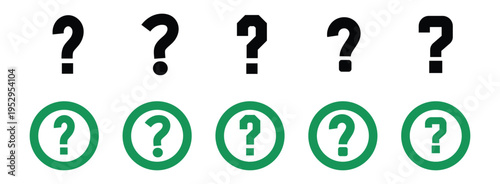 Question marks in black and green