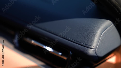 A close-up of the dashboard stitching in a premium car
