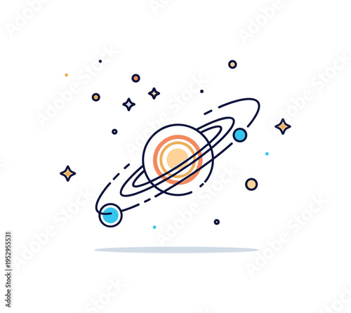 Dwarf galaxy cluster small scattered star group orbiting a larger glowing system, symbolizing scale and hierarchy in the universe. A concise illustration about