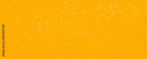 Yellow orange halftone pattern. Retro comic gradient background. Square pixilated dot cartoon texture.vector Eps10.