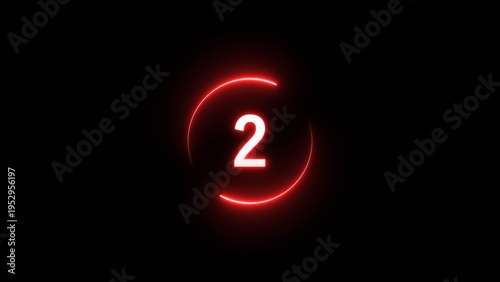Foto Neon countdown number on black background
