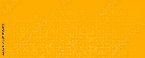 Yellow orange halftone pattern. Retro comic gradient background. Square pixilated dot cartoon texture.vector Eps10.
