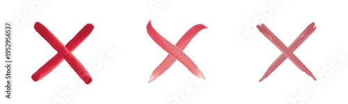 Three red x marks with gradual color fading