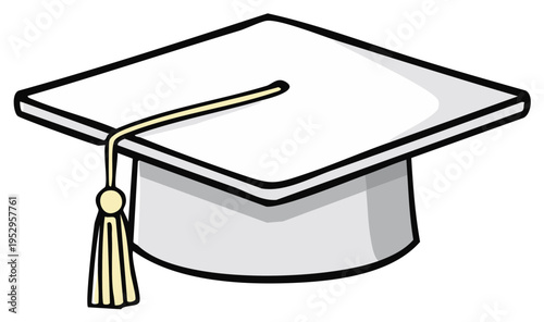 Cartoon graduation cap illustration for higher education and achievement