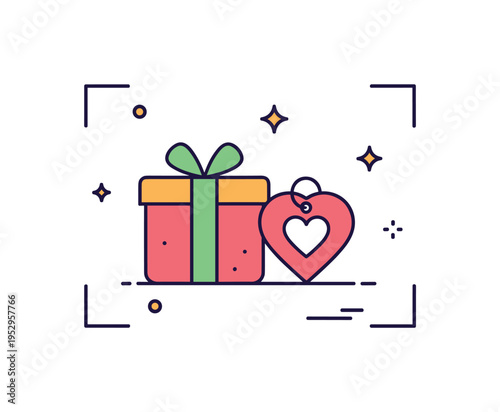 Adoption celebration gift featuring a small wrapped box paired with a heart shaped pet tag, symbolizing new beginnings and loving homes. Subtle sparkle accents