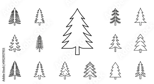 Black and white pine tree icons.