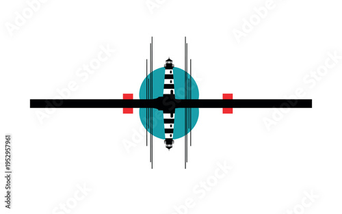 Black and white image of a simplified Gantt chart made of geometric bars, bold blue diagonal stripe slicing across as dynamic progress, small green circular