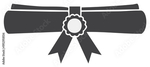 Diploma Scroll and Ribbon Icon Award Achievement Academic Success