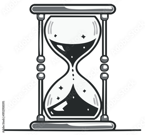 Illustrated hourglass filled with sand concept of time and duration vector