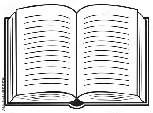 Open Book Illustration Black and White Reading Education Storytelling