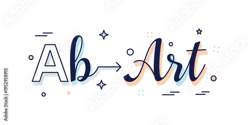 Alphabet transformation concept featuring a simple printed letter transitioning into a decorative calligraphy form with subtle arrow accent, symbolizing