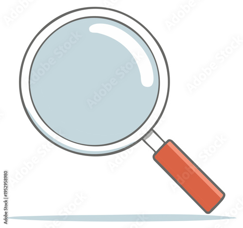Magnifying glass illustration with red handle looking for something cartoon