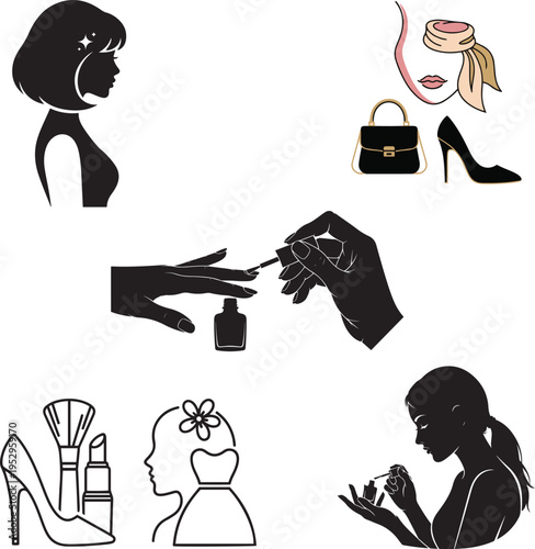 Fashion Accessories Silhouette Icon Set – Luxury Vector Collection EPS, Minimal Black Icons for UI, Logo & Branding Design