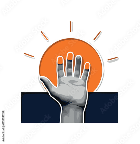 Black and white close-up of an engagement ring resting on folded paper, vibrant crimson semicircle framing the ring, muted navy geometric stripe crossing