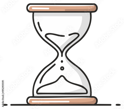 Stylized hourglass with sand flowing representing the passage of time and its measurement