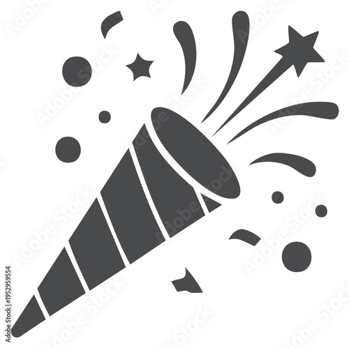 Festive Party Popper Exploding Confetti Stars Celebration Event Icon