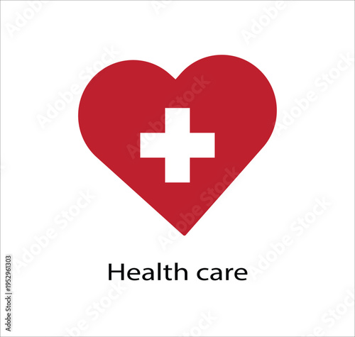 Heart Health Care Filled Icon – Medical Aid Cross Symbol Vector