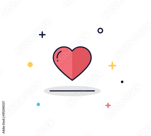 Subtle drop shadow accent highlighting a simple heart icon slightly lifted above the background, expressing warmth, care, and emotional emphasis with a refined