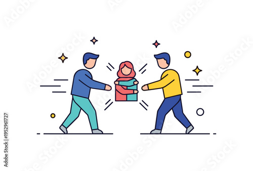 Reconnecting after separation two figures stepping from opposite sides toward a central hug with subtle motion lines, expressing healing, forgiveness and