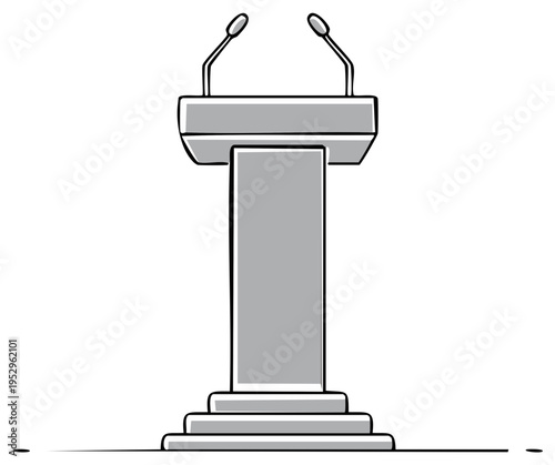 Podium vector illustration with microphones. Conference, debate speech, announcement