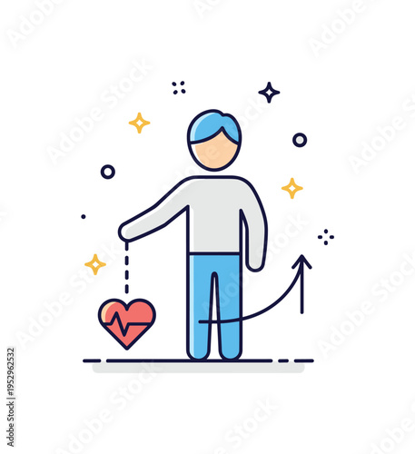 Dealing with the aftermath of a life altering accident recovery and resilience concept featuring a simplified figure supported by a small heart icon and subtle