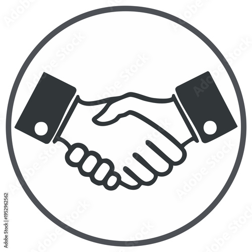 Handshake icon inside circle graphic design