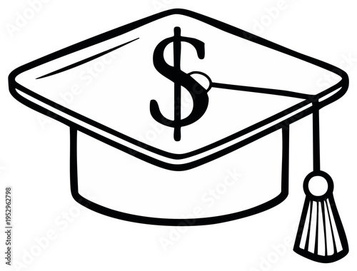 Graduation Cap with Dollar Sign Symbolizing Education Costs and Financial Investment