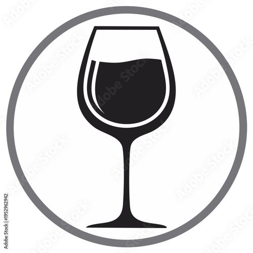 Wine glass icon inside circle design