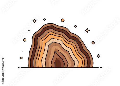 Earth tone agate slice featuring warm brown and amber bands with subtle depth shading, conveying grounding, stability, and organic sophistication. A refined