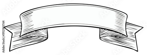 Engraved banner ribbon in black and white