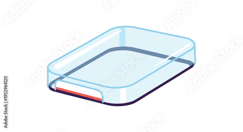empty clear plastic storage container with red base