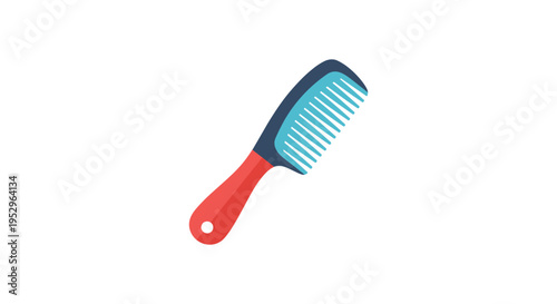 Colorful pet grooming brush with red handle and blue bristles