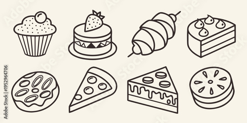 Assorted sweet baked goods line sweets desserts cupcakes cakes