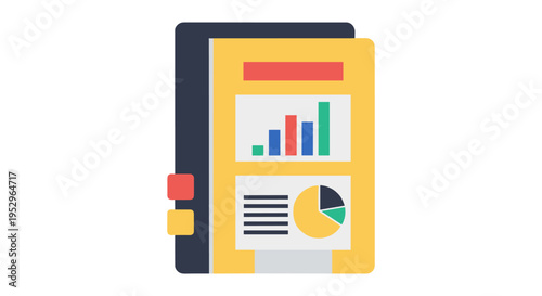 colorful smartphone with graphs and charts on screen
