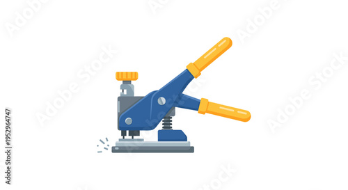 blue and yellow hole punch on white background