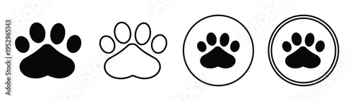 Animal paw print dog cat vector icon. Paw print icon. Paw print sign and symbol. Dog or cat paw. Vector illustration. 