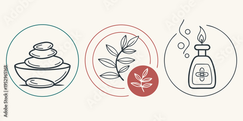 Spa and wellness stones leaves essential oil