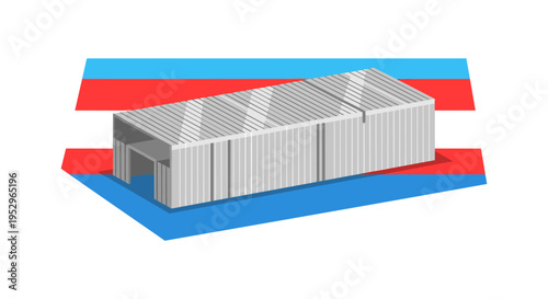 3D illustration of shipping container on colored background