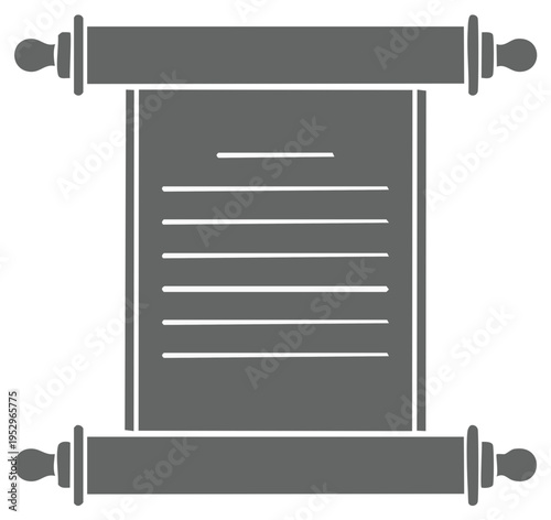 Ancient scroll with text unrolled on rollers, representing documents, history, and law