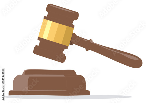 Cartoon Style Gavel and Stand Representing Justice and Legal System