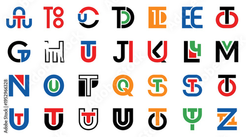 A collection of colorful, stylized alphabet letters arranged in a grid.