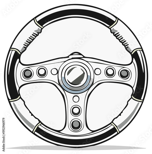 Sport Steering Wheel with Chrome Accents and Leather Grip