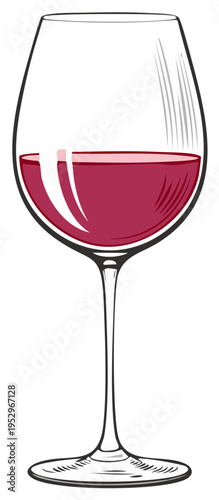 Wine glass with red wine, isolated, vector illustration, stemware, celebration, drink, alcohol, beverage