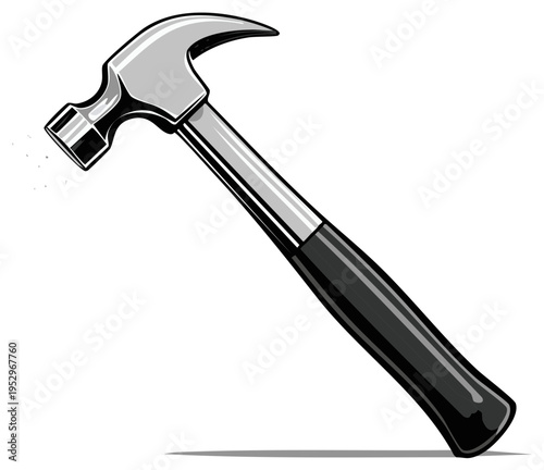 Illustration of a metal hammer for construction and building work.