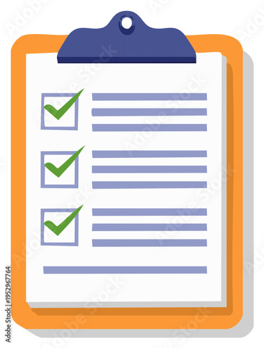 Clipboard with Checklist and Green Checkmarks for Completed Tasks