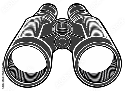 Binoculars Optical Instrument Eye Piece Device for Viewing Graphic Vector Illustration